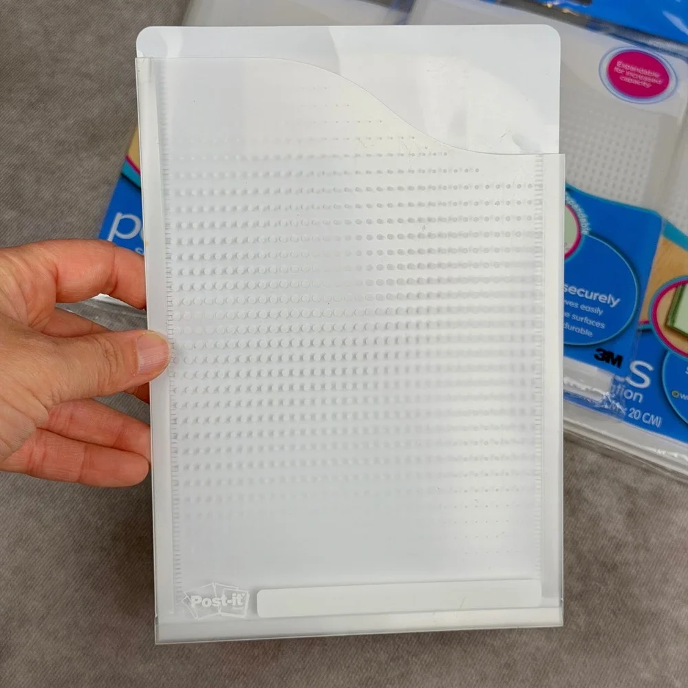 Post-it Pockets Medium Expandable Adhesive Organizer Clear White 7 Pieces NEW